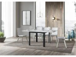 Table Extensible Portefeuille 90x90/180 Cm Linea Libra Frêne Blanc Cadre Anthracite -Deco.fr Soldes Boutique table a manger 18964851