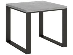 Table Extensible Portefeuille 90x90/180 Cm Tecno Libra Ciment Cadre Anthracite