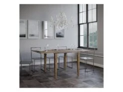 Table Extensible Portefeuille 90x90/180 Cm Impero Libra Noyer Cadre Gris -Deco.fr Soldes Boutique table a manger 18965603