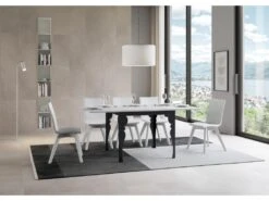 Table Extensible Portefeuille 90x90/180 Cm Paxon Libra Frêne Blanc Cadre Anthracite -Deco.fr Soldes Boutique table a manger 18965639