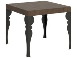Table Extensible 90x90/246 Cm Paxon Noyer Cadre Anthracite