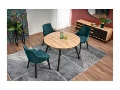 Table à Manger Ronde 102-142 X 102 X 73 Cm - Chêne Artisanal -Deco.fr Soldes Boutique table a manger 18966187