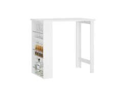 Table Haute De Bar Mange-debout Cuisine Avec Rangements, Blanc, Fwt17-w