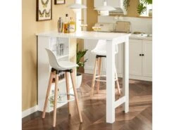 Table Haute De Bar Mange-debout Cuisine Avec Rangements, Blanc, Fwt17-w -Deco.fr Soldes Boutique table a manger 19309013