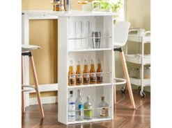 Table Haute De Bar Mange-debout Cuisine Avec Rangements, Blanc, Fwt17-w -Deco.fr Soldes Boutique table a manger 19309019