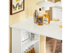 Table Haute De Bar Mange-debout Cuisine Avec Rangements, Blanc, Fwt17-w -Deco.fr Soldes Boutique table a manger 19309023