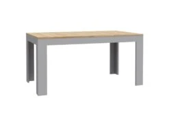 Table Repas Extensible L160/206 Cm Décor Chêne Gris Et Clair - ANTIBES