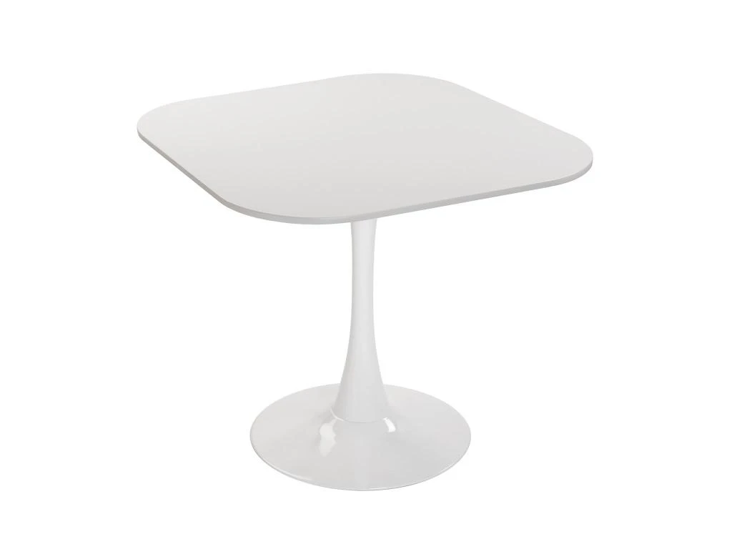 Table De Salle à Manger Cloe, 73 X 80 X 80 Cm, Bois, PVC Et Métal, Blanc 1 Table De Salle à Manger Cloe, 73 X 80 X 80 Cm, Bois, PVC Et Métal, Blanc