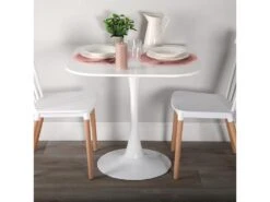 Table De Salle à Manger Cloe, 73 X 80 X 80 Cm, Bois, PVC Et Métal, Blanc 5 Table De Salle à Manger Cloe, 73 X 80 X 80 Cm, Bois, PVC Et Métal, Blanc -Deco.fr Soldes Boutique table a manger 19441027