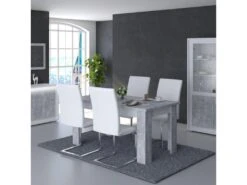 Table De Repas Rectangulaire 160 Cm Blanc/Béton Ciré - RODIO - L 160 X L 90 X H 76 Cm -Deco.fr Soldes Boutique table a manger 19824717