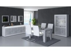 Table De Repas Rectangulaire 160 Cm Blanc/Béton Ciré - RODIO - L 160 X L 90 X H 76 Cm -Deco.fr Soldes Boutique table a manger 19824719