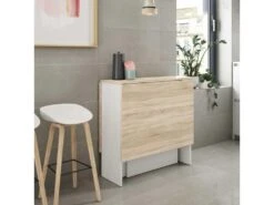 Table De Repas Pliante Blanc/Chêne Clair - CARTIA - L 140 X L 77 X H 78 Cm -Deco.fr Soldes Boutique table a manger 19824771