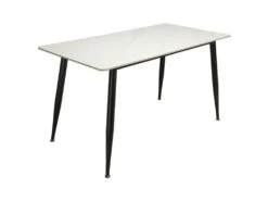 Table 130 X 70 Cm Céramique Effet Marbre Blanc Et Pieds évasés - RYDER