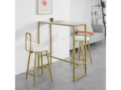 Table De Bar Effet Marbre Table Haute De Bar Table à Manger - Doré, FSB34-G -Deco.fr Soldes Boutique table a manger 20021143