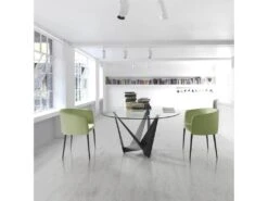 Table à Manger Base Acier Et Verre Trempé -Deco.fr Soldes Boutique table a manger 21090023