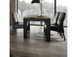 Table De Repas Rectangulaire Noir Mat/Bois Fumé - MATERA