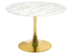 Table De Repas Ronde Blanc Marbré/Or 100 Cm - ARITIO -Deco.fr Soldes Boutique table a manger 21871359