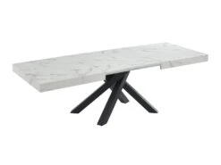 Table à Manger Extensible 6 à 10 Couverts En MDF Et Métal - Effet Marbre Blanc Et Noir - CATONAV -Deco.fr Soldes Boutique table a manger 22039279
