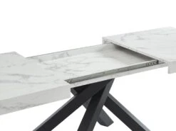 Table à Manger Extensible 6 à 10 Couverts En MDF Et Métal - Effet Marbre Blanc Et Noir - CATONAV -Deco.fr Soldes Boutique table a manger 22039293