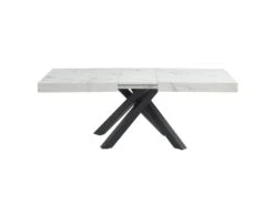 Table à Manger Extensible 6 à 10 Couverts En MDF Et Métal - Effet Marbre Blanc Et Noir - CATONAV -Deco.fr Soldes Boutique table a manger 22039299