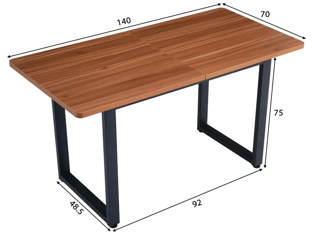 Table à Manger - Cadre En Acier - Style Industriel - Marron & Noir 5 Table à Manger - Cadre En Acier - Style Industriel - Marron & Noir – Image 5