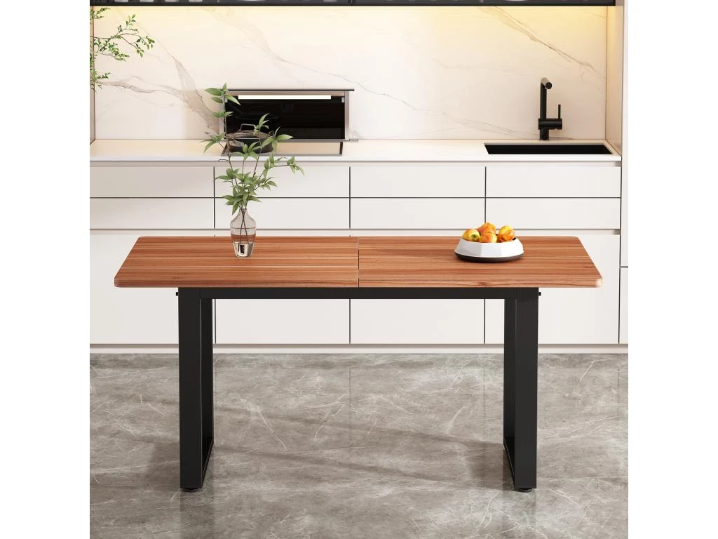 Table à Manger - Cadre En Acier - Style Industriel - Marron & Noir 10 Table à Manger - Cadre En Acier - Style Industriel - Marron & Noir – Image 10