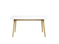 Naila Table De Salle à Manger 80 X 150 Avec Plateau En Bois Blanc Et Un Cadre En Chêne Massif.