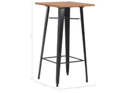 Table De Bar Noir 60x60x108 Cm Pinède Et Acier -Deco.fr Soldes Boutique table a manger 22070909
