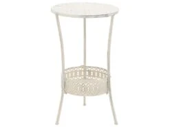 Table De Bistro Style Vintage Ronde Métal 40 X 70 Cm Blanc