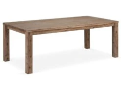 Alana Table De Salle à Manger 100x200 Cm, En Bois D'acacia Teinté Brun Avec Espace Pour 2 Extensions.