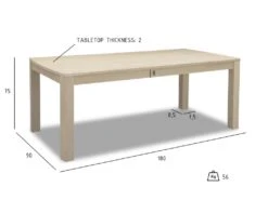 Veneto Table De Salle à Manger 90x180 Cm, Finition Chêne Délavé Blanc.Avec De La Place Pour 2 Extensions, Finition Chêne Délavé Blanc. -Deco.fr Soldes Boutique table a manger 22114987