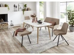 Bozen Table De Salle à Manger 90x180 Cm Blanc,miel. -Deco.fr Soldes Boutique table a manger 22115157