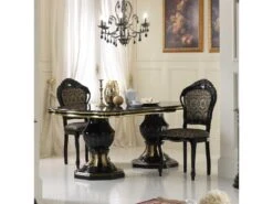 Table De Repas Ovale Avec Allonge Noir/Or - ADELE - Table De Repas : L 185/230 X L 105 X H 75 Cm -Deco.fr Soldes Boutique table a manger 22365619