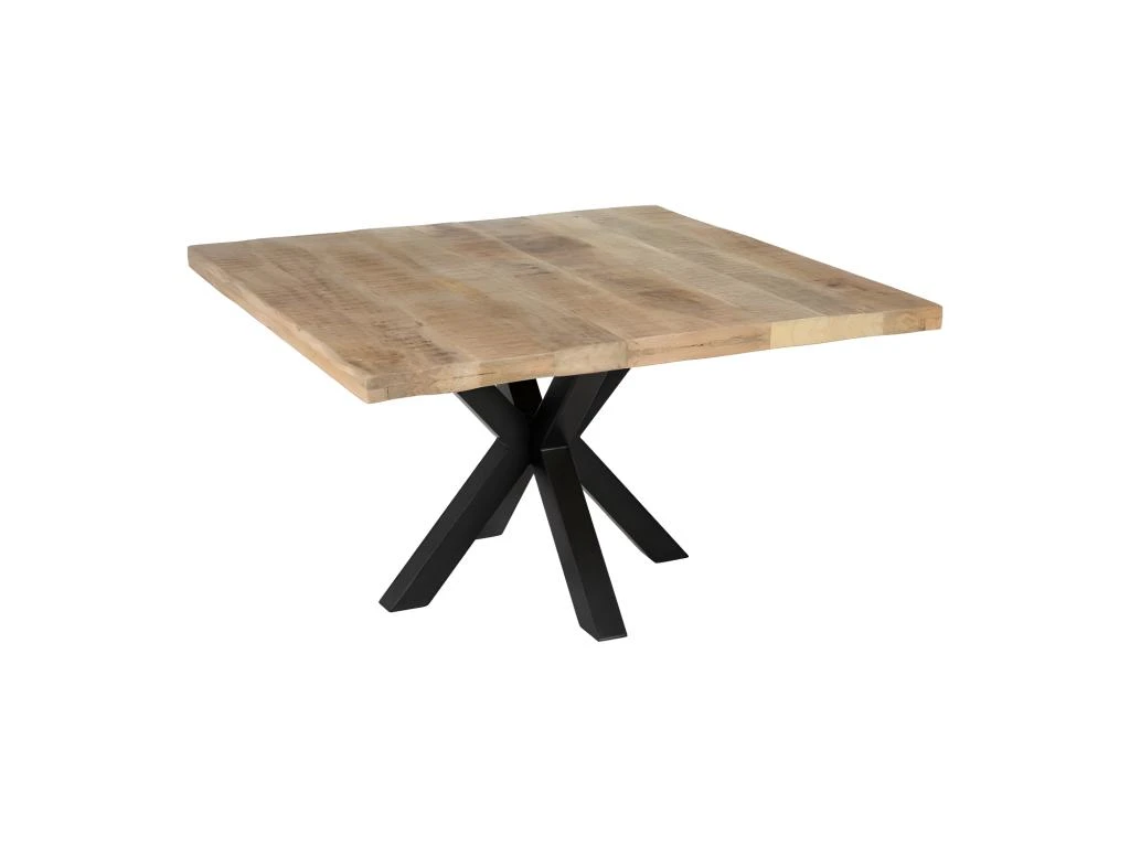 Table De Repas Carrée Bois Brut/Métal - CARALI 2 Table De Repas Carrée Bois Brut/Métal - CARALI – Image 2