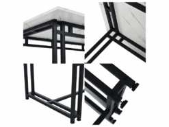 Table à Manger - Plateau Effet Marbre - Pieds Noirs En Métal- 120x70cm -Deco.fr Soldes Boutique table a manger 22703889