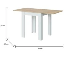 Table Extensible Dkuavit, Table à Manger Pliante Avec Ouverture De Livre, Table Auxiliaire Pliable, 67x67/135h79 Cm, Blanc Et Chêne -Deco.fr Soldes Boutique table a manger 22751995