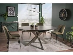 Table à Manger Extensible 120-160 X 120 X 76 Cm - Gris Foncé