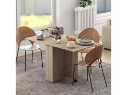 Table à Manger Pliante Mobile Sur Roulettes Avec 2 Plateaux Rabattables Et 2 étagères Intégrées - 140 X 80 X 74 Cm Naturel 8 Table à Manger Pliante Mobile Sur Roulettes Avec 2 Plateaux Rabattables Et 2 étagères Intégrées - 140 X 80 X 74 Cm Naturel -Deco.fr Soldes Boutique table a manger 22967239