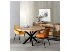 Table De Repas Ronde 140 Cm Bois Brut/Noir - AMANDIA