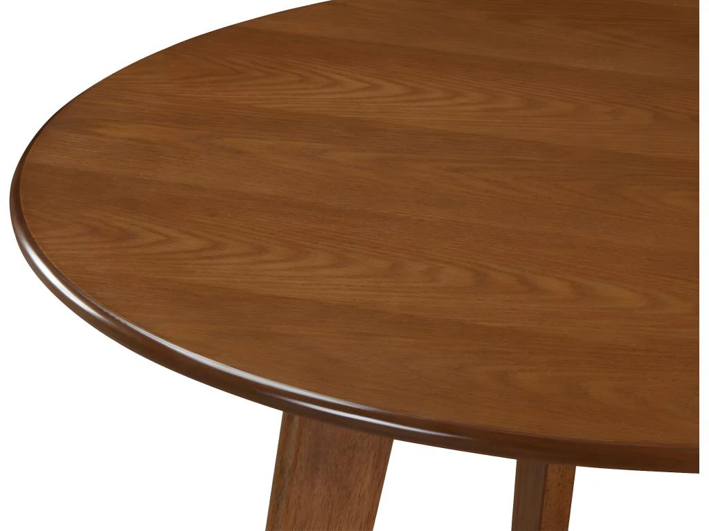 Table Ronde LISETTE - 4 Couverts - Hévéa Massif & MDF Verni - Coloris Noyer 4 Table Ronde LISETTE - 4 Couverts - Hévéa Massif & MDF Verni - Coloris Noyer – Image 4