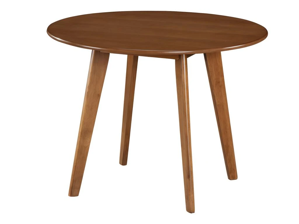 Table Ronde LISETTE - 4 Couverts - Hévéa Massif & MDF Verni - Coloris Noyer 3 Table Ronde LISETTE - 4 Couverts - Hévéa Massif & MDF Verni - Coloris Noyer – Image 3