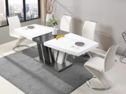 Ensemble Table NOAMI + 4 Chaises TWIZY - Blanc Et Gris 10 Ensemble Table NOAMI + 4 Chaises TWIZY - Blanc Et Gris -Deco.fr Soldes Boutique table a manger 299721