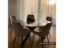 Table à Manger CENTAURI - 4 Couverts - Bois Et Verre Trempé -Deco.fr Soldes Boutique table a manger 3150371