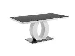 Table à Manger TWIST - 6 Couverts - MDF Laqué & Verre Trempé - Noir & Blanc -Deco.fr Soldes Boutique table a manger 329473