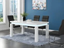 Table à Manger EMERSON - 6 Couverts - MDF Laqué Blanc - LEDs -Deco.fr Soldes Boutique table a manger 385293