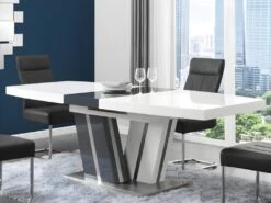 Table à Manger Extensible NOAMI II - 6 à 8 Couverts - MDF Laqué Gris Et Blanc 12 Table à Manger Extensible NOAMI II - 6 à 8 Couverts - MDF Laqué Gris Et Blanc -Deco.fr Soldes Boutique table a manger 397767