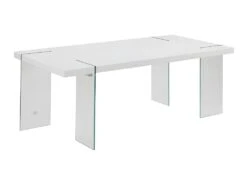 Table à Manger PAVIN - 6 Couverts - Verre Trempé Et MDF - Coloris : Blanc -Deco.fr Soldes Boutique table a manger 399025