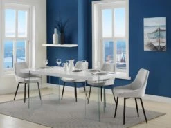 Table à Manger PAVIN - 6 Couverts - Verre Trempé Et MDF - Coloris : Blanc -Deco.fr Soldes Boutique table a manger 399035