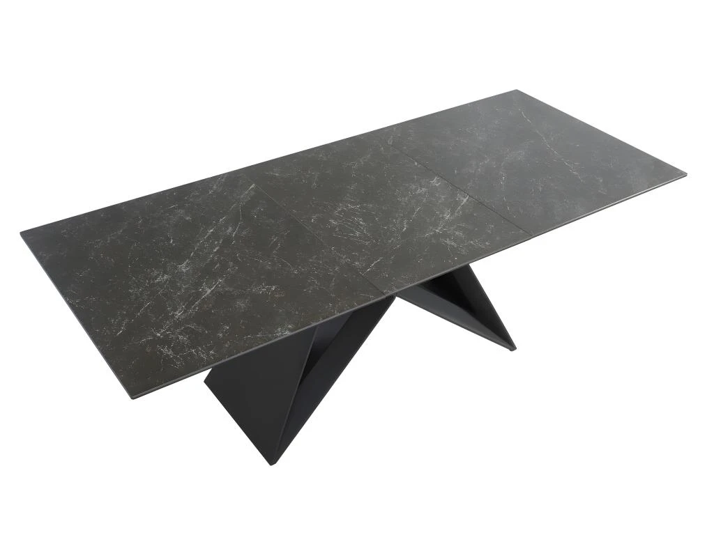 Table à Manger Extensible LIBSY - 6 à 8 Couverts - Céramique Et Métal - Noir 4 Table à Manger Extensible LIBSY - 6 à 8 Couverts - Céramique Et Métal - Noir – Image 4