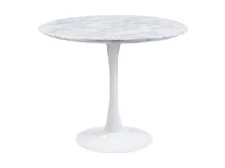 Table à Manger Ronde MANAGA - 4 Couverts - MDF Blanc Effet Marbre -Deco.fr Soldes Boutique table a manger 402651